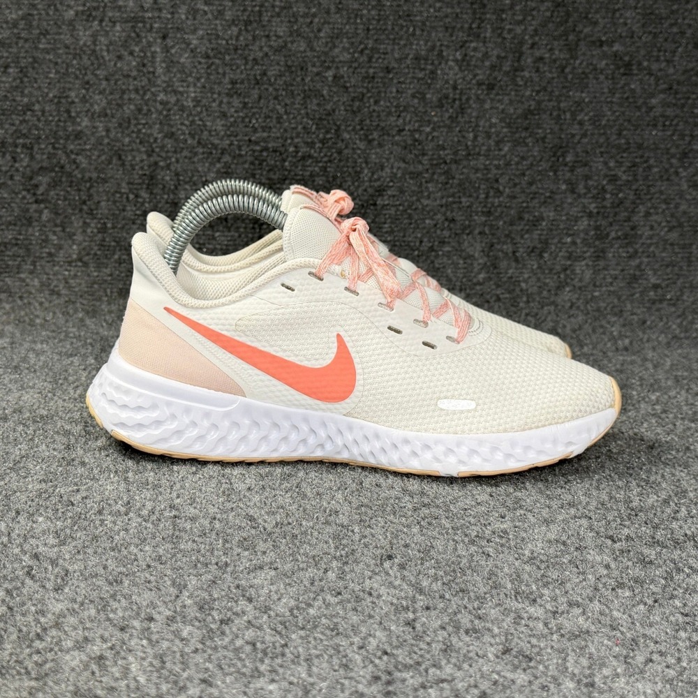 Nike Revolution 5 Running Shoes Women's 7.5 White Orange Pearl Athletic Sneakers